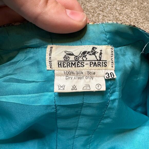 Hermes Silk Pavement Mosaic Tiles Patterned Bomber Jacket And Mini Skirt US 2/38 - Picture 14 of 14
